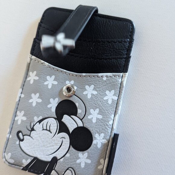 NWOT Retro Minnie Mouse Disney RFID Card Holder Wallet Vintage B/W Christmas NEW - Picture 3 of 8
